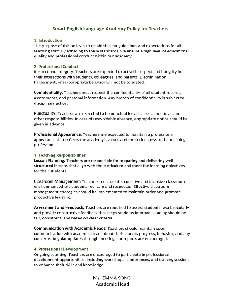 Teacher Policy Guidelines for Excellence | PDF | Teachers | Academic ...