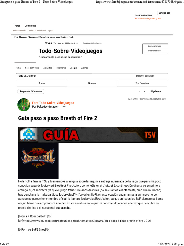 Guía Completa de Breath of Fire 2 PDF