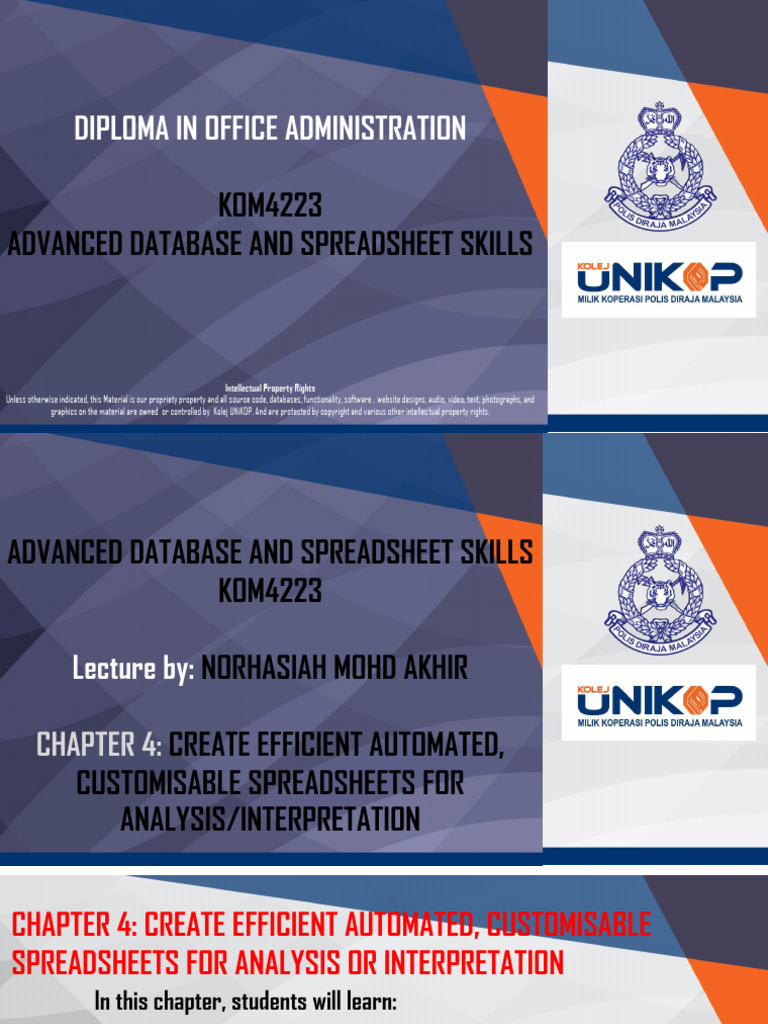 Chapter 4 - Create Efficient Automated, Customisable Spreadsheets For ...