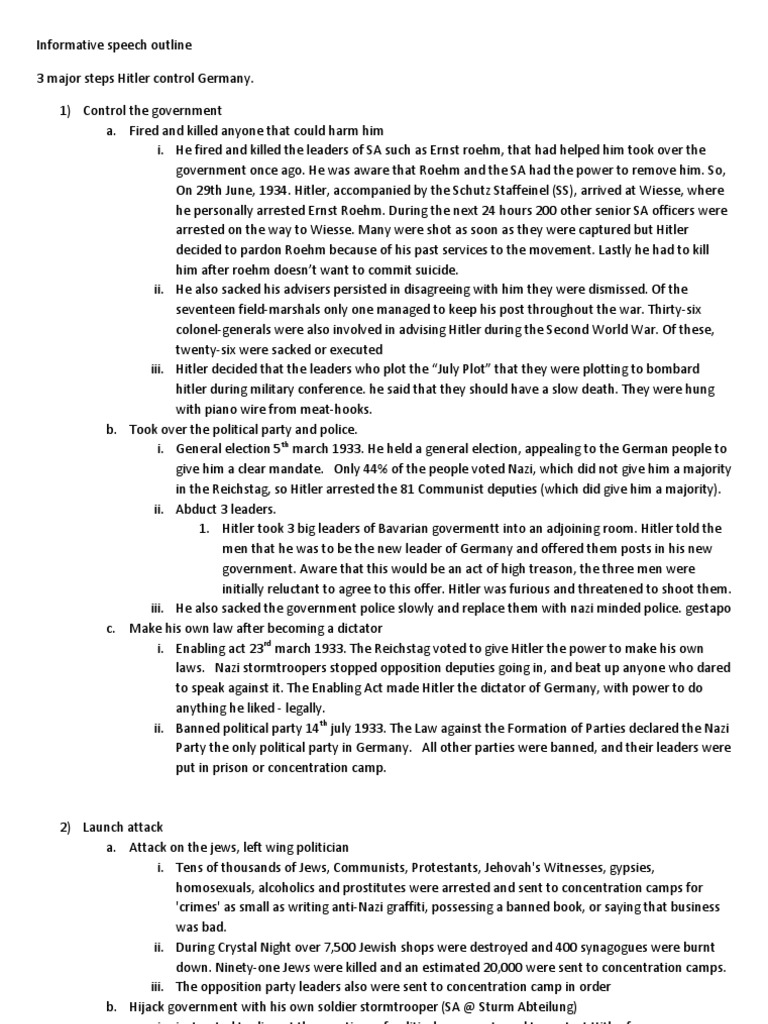 Informative speech outline template word image