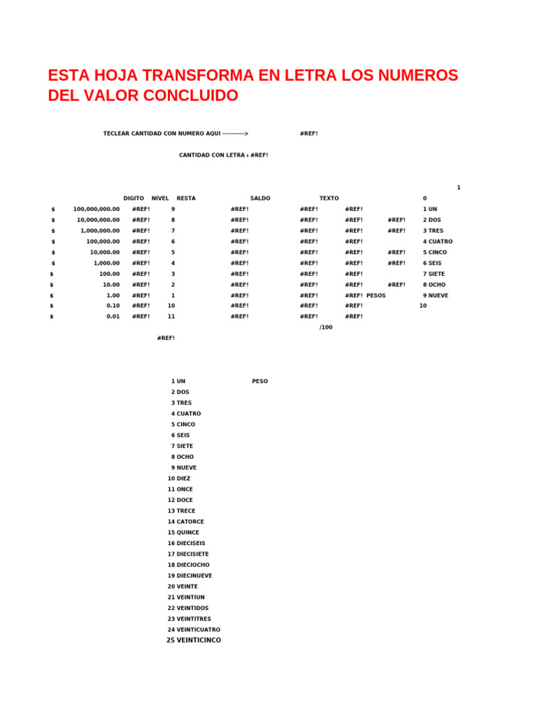 Conversión de Números a Letras en Pesos | PDF | Rieles | Materiales de ...