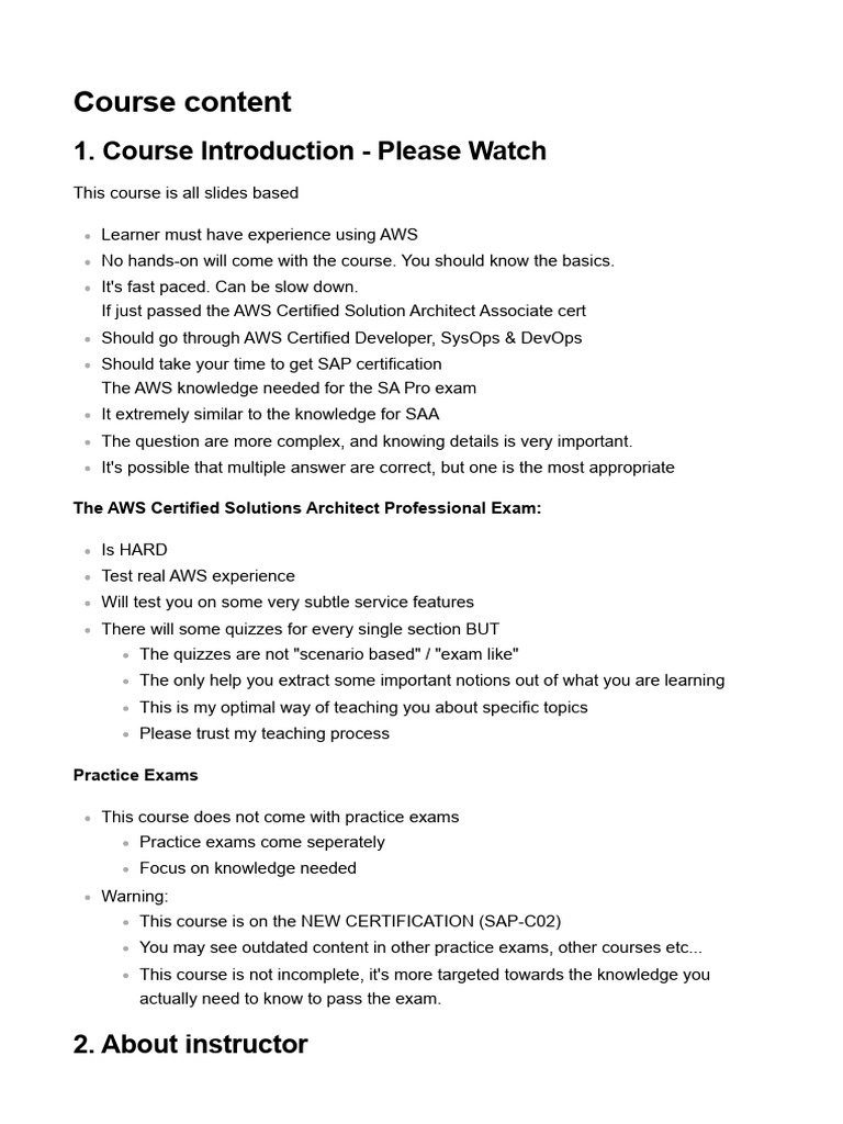 AWS Certified Solution Architect Professional SAP-C02 | PDF