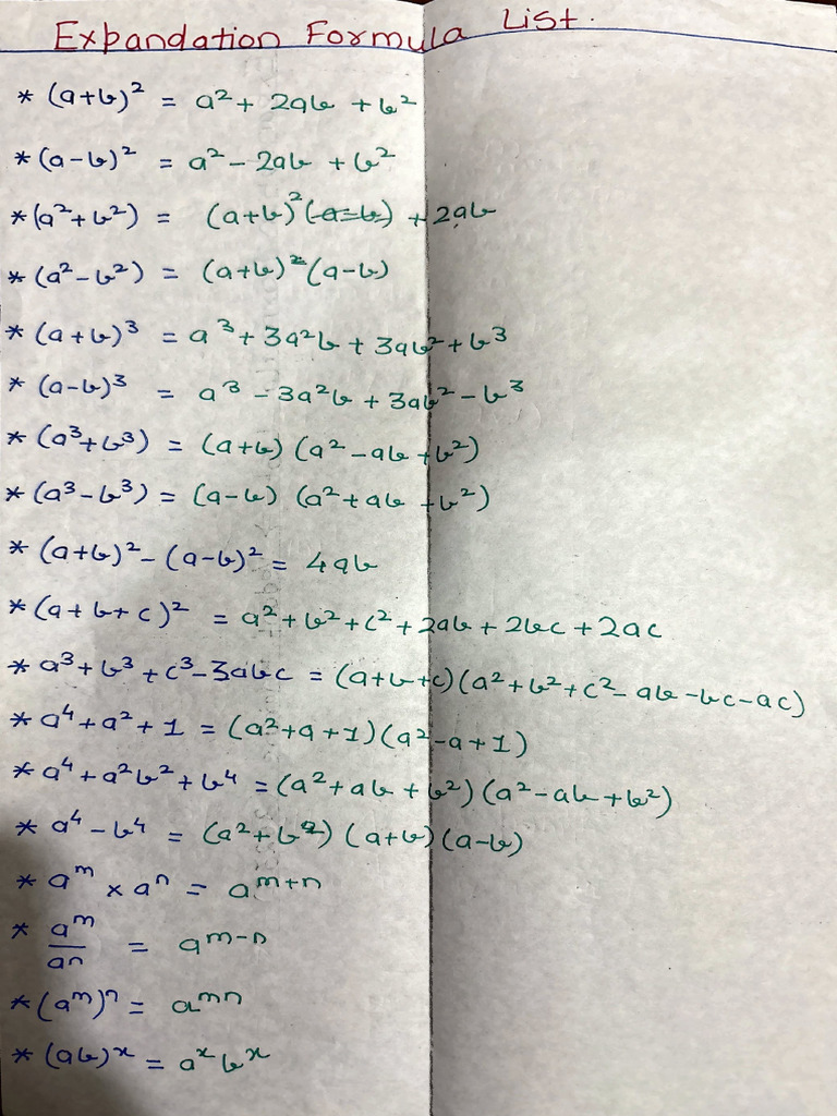 Expandation Formula List | PDF