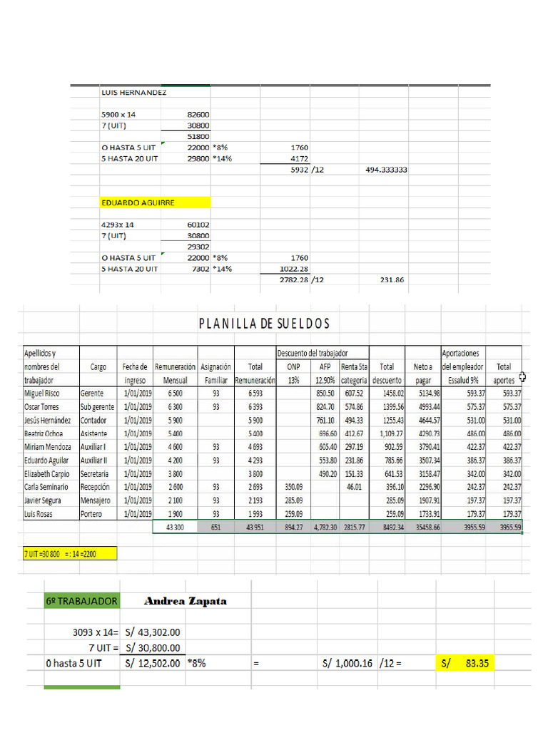 Planilla de Remuneracion | PDF