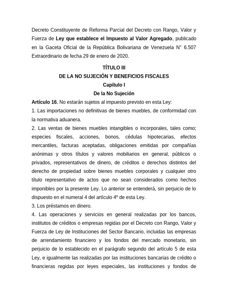 Exenciones del IVA en Venezuela | PDF | Seguro | Reaseguro