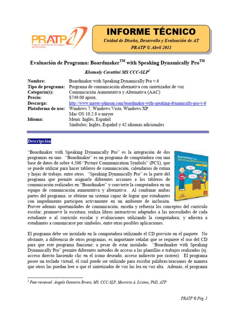 Evaluación de Boardmaker con Speaking Dynamically | PDF | Microsoft ...