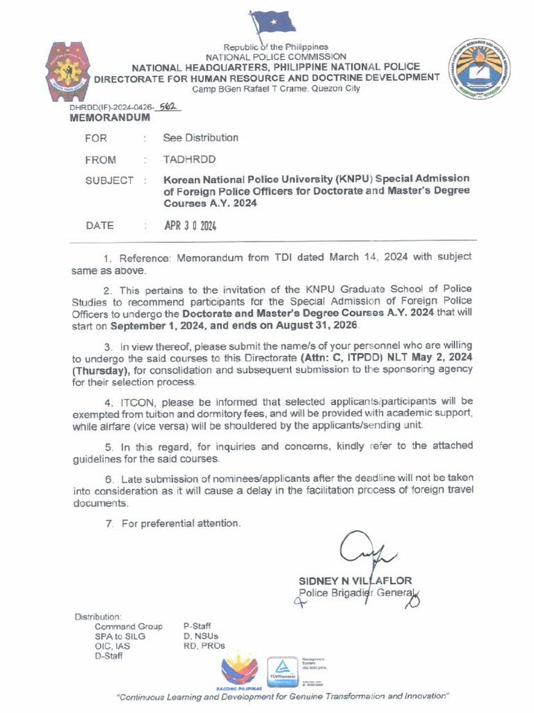 Korean National Police University (Knpu) Special Admission of Foreign ...