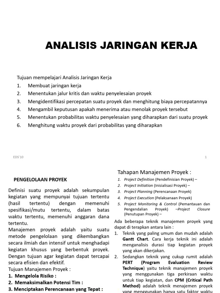 Analisis Jaringan Kerja Proyek EDS'10 | PDF
