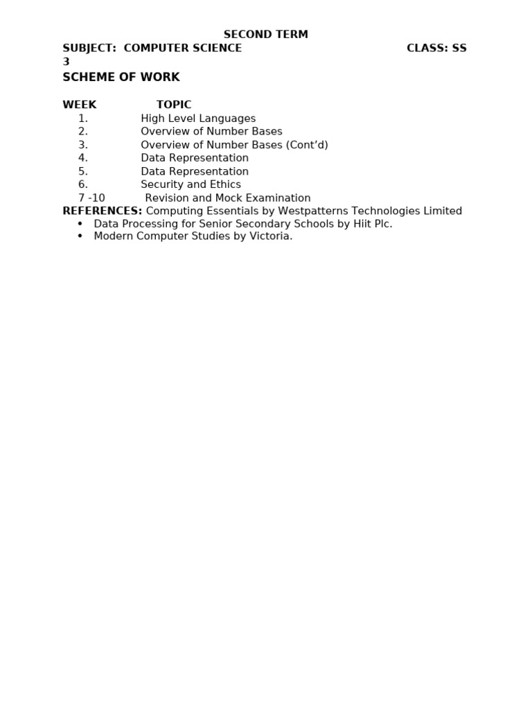 2ND Term S3 Computer Science | PDF | Computer Virus | Decimal