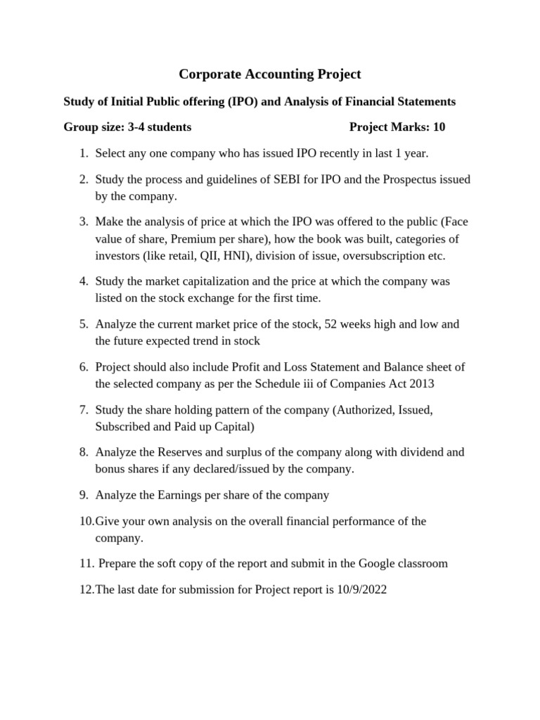IPO Analysis and Financial Study Project | PDF