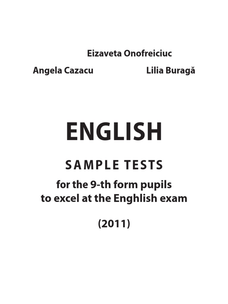 English Sample Tests for 9th Grade | PDF