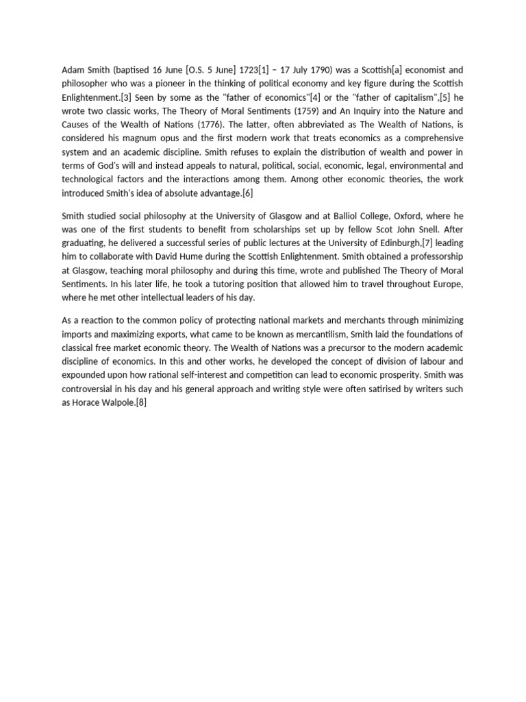 Adam Smith 1 | PDF