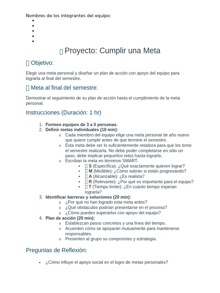 Redacción de Metas en Proyectos | PDF