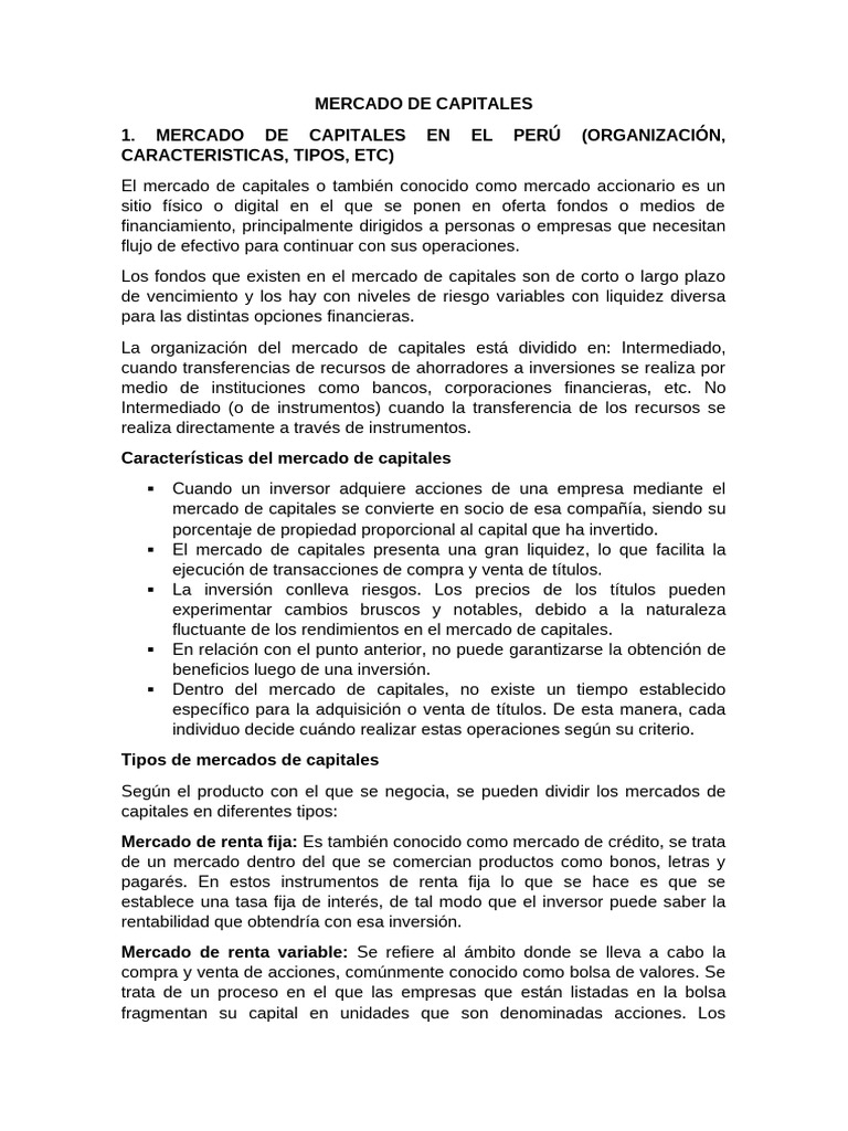 Preguntas 1 y 7 Tarea Grupal Mercado de Capitales | PDF | Bolsa ...