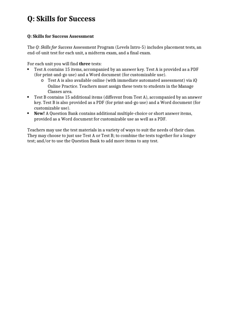 Q2e Tests TeacherNotes | PDF