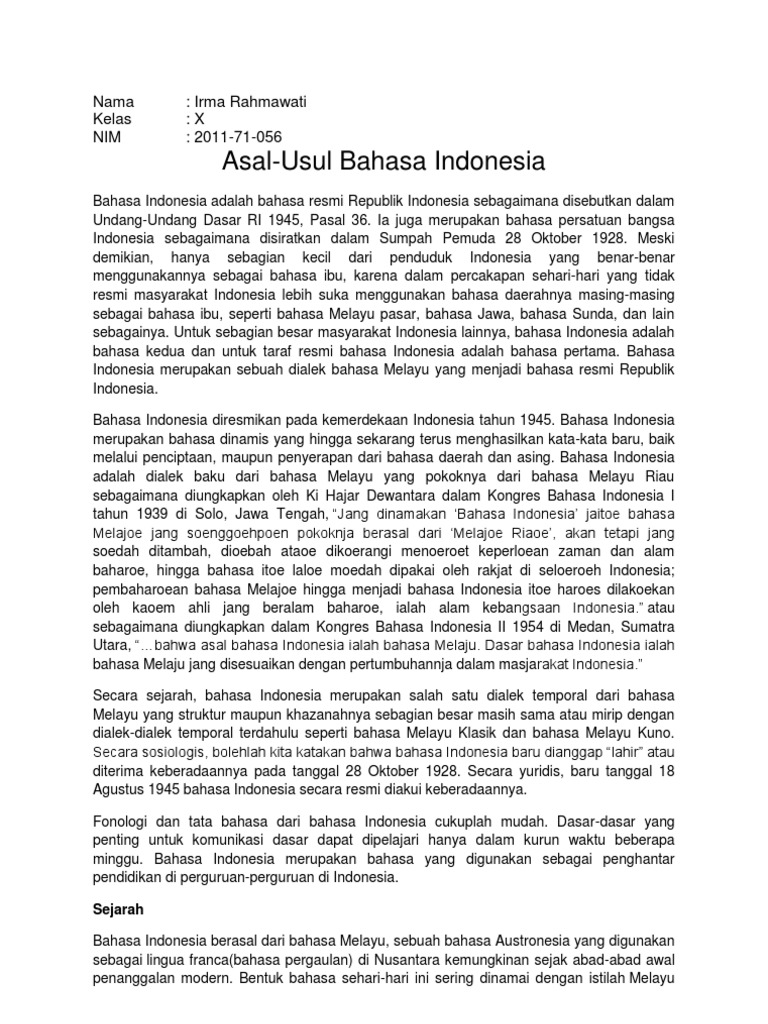 Sejarah Bahasa Indonesia Pdf