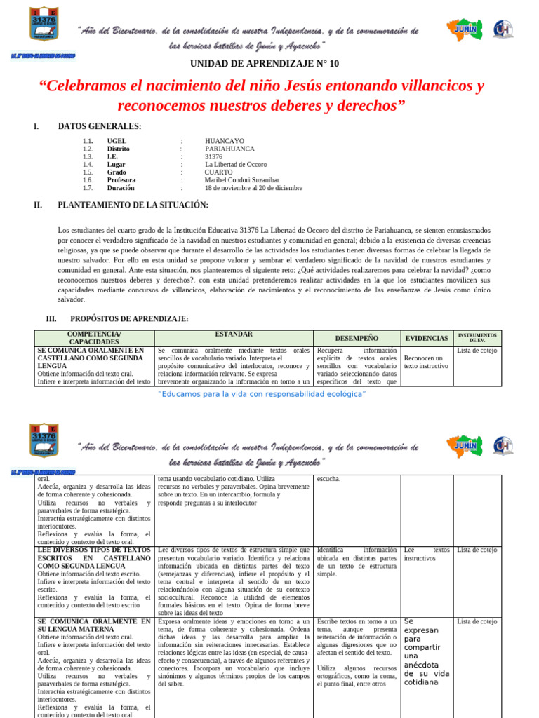 Unidad de Aprendizaje N°9 | PDF | Aprendizaje | Las emociones