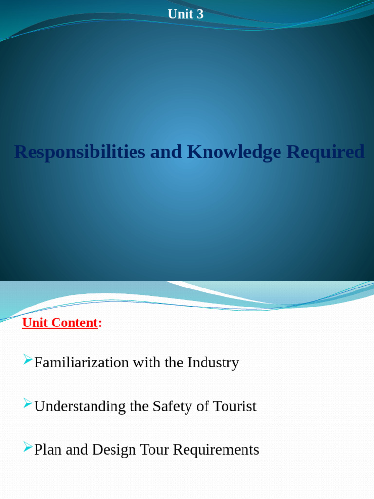 Tour Guide Responsibilities and Skills | PDF | Safety | Knowledge