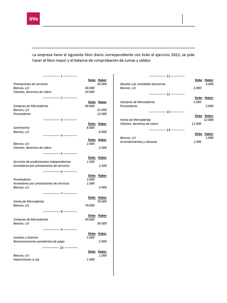 Ej. 04 (Mayor Contable y Bce SyS) (Enunciado) 24' | PDF | Contabilidad ...