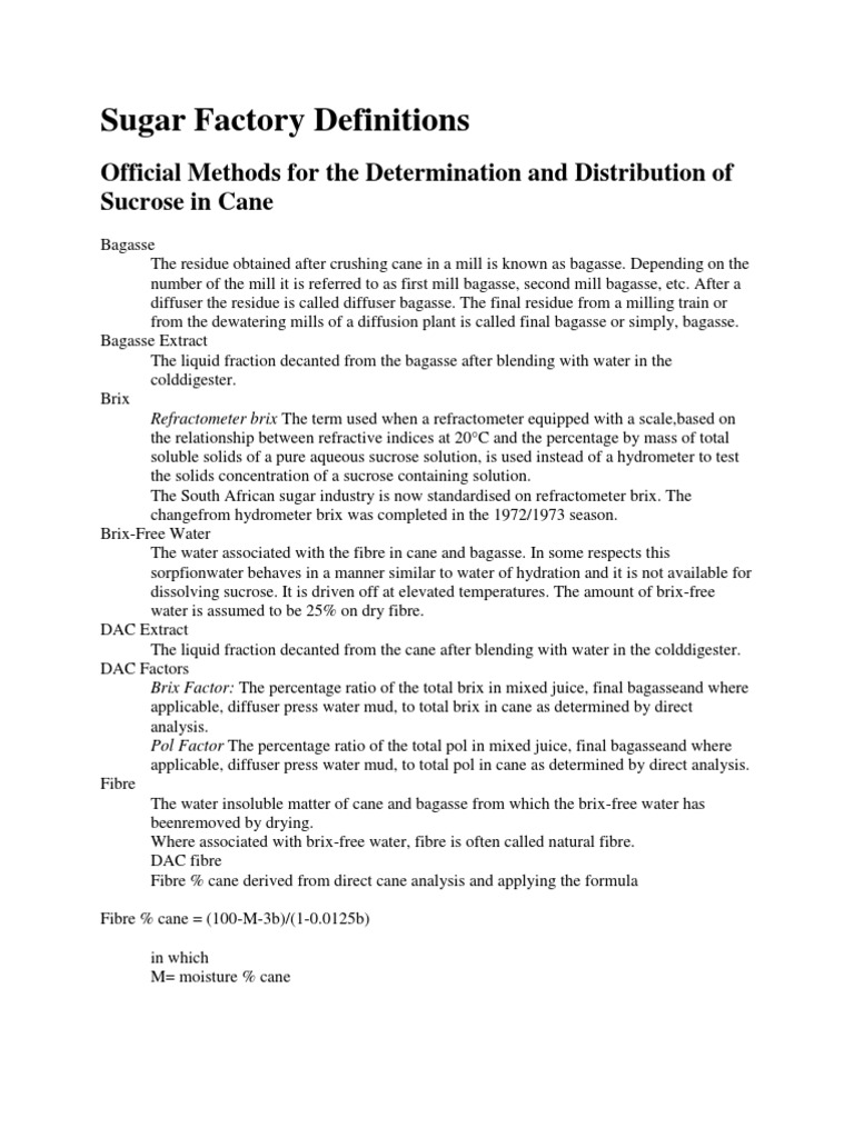 Sugar Factory Definition PDF Sucrose Sugarcane