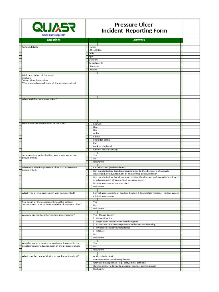 Pressure Ulcer Incident Reporting Guide | PDF | Health Care | Diseases ...
