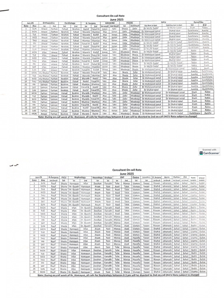 Rota June 2025 | PDF
