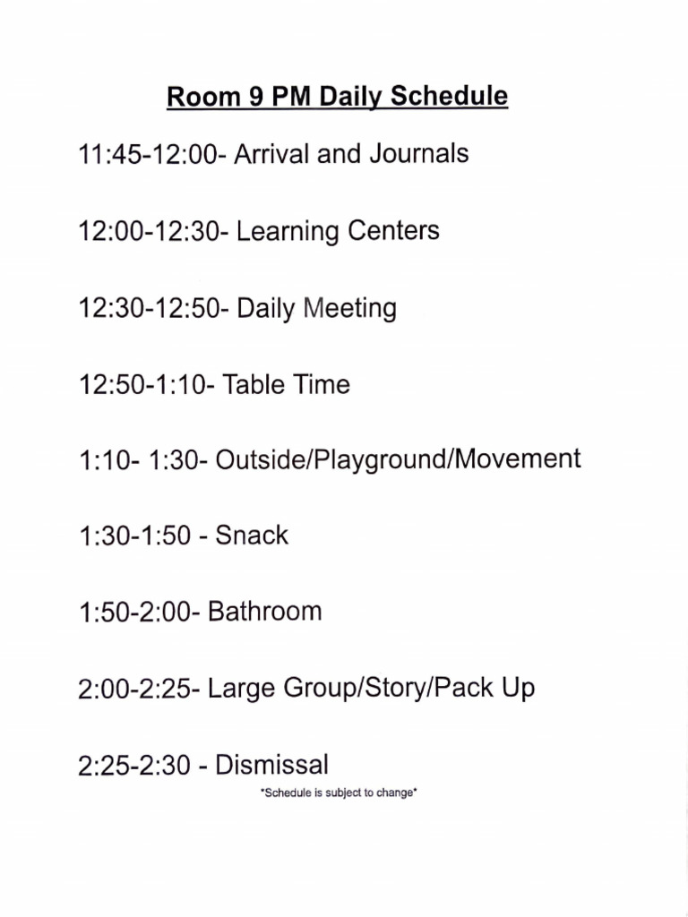 Daily Schedule | PDF
