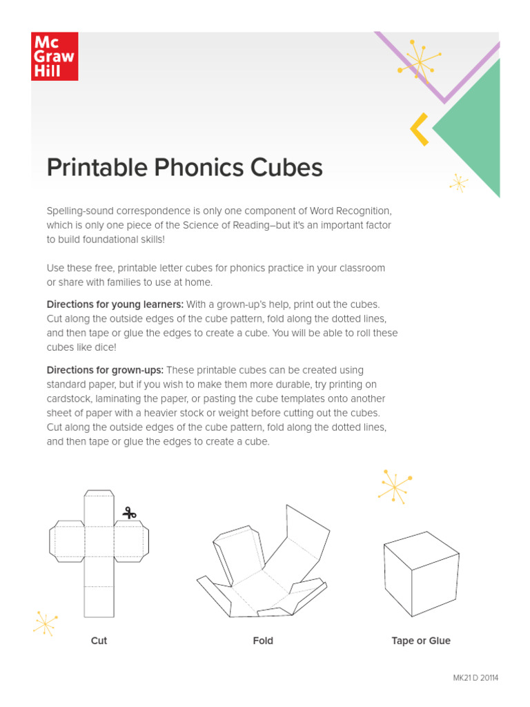 Printable Phonics Cube Templates | PDF