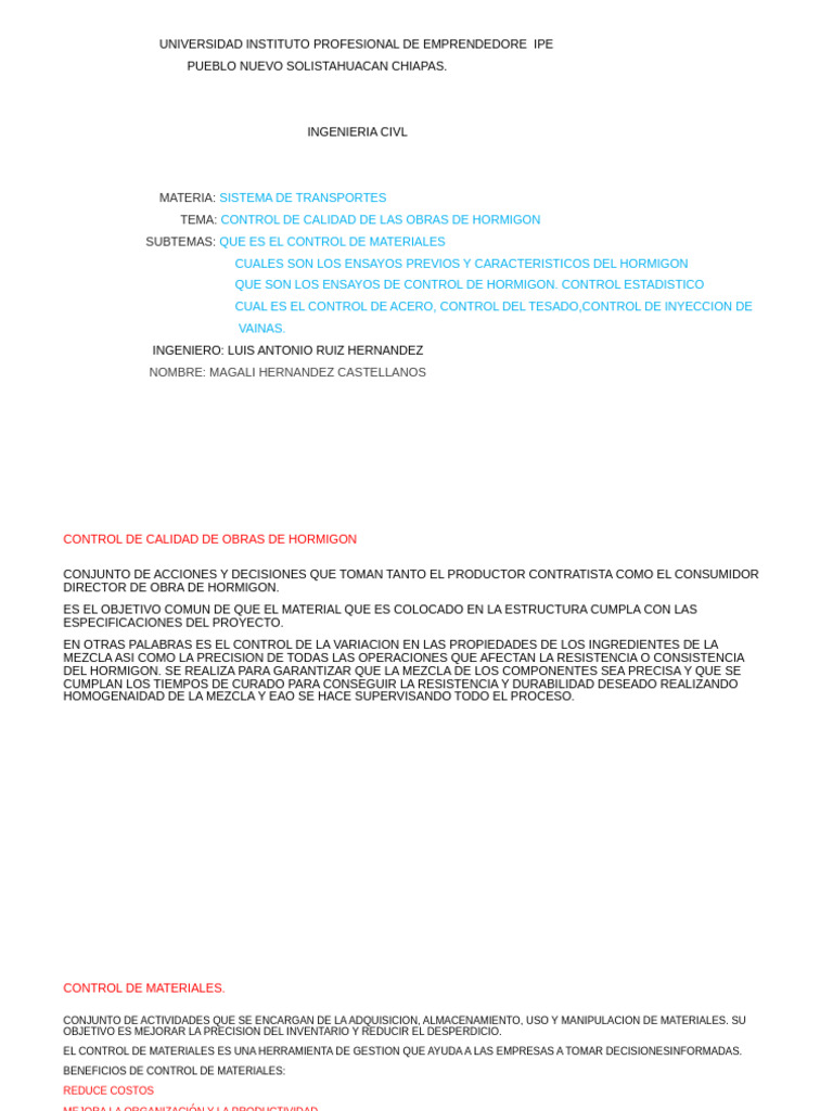 Control de Calidad en Obras de Hormigón | PDF | Hormigón | Acero