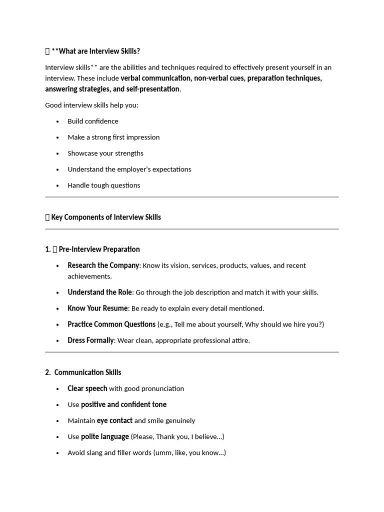 What Are Interview Skills | PDF | Nonverbal Communication | Cognition