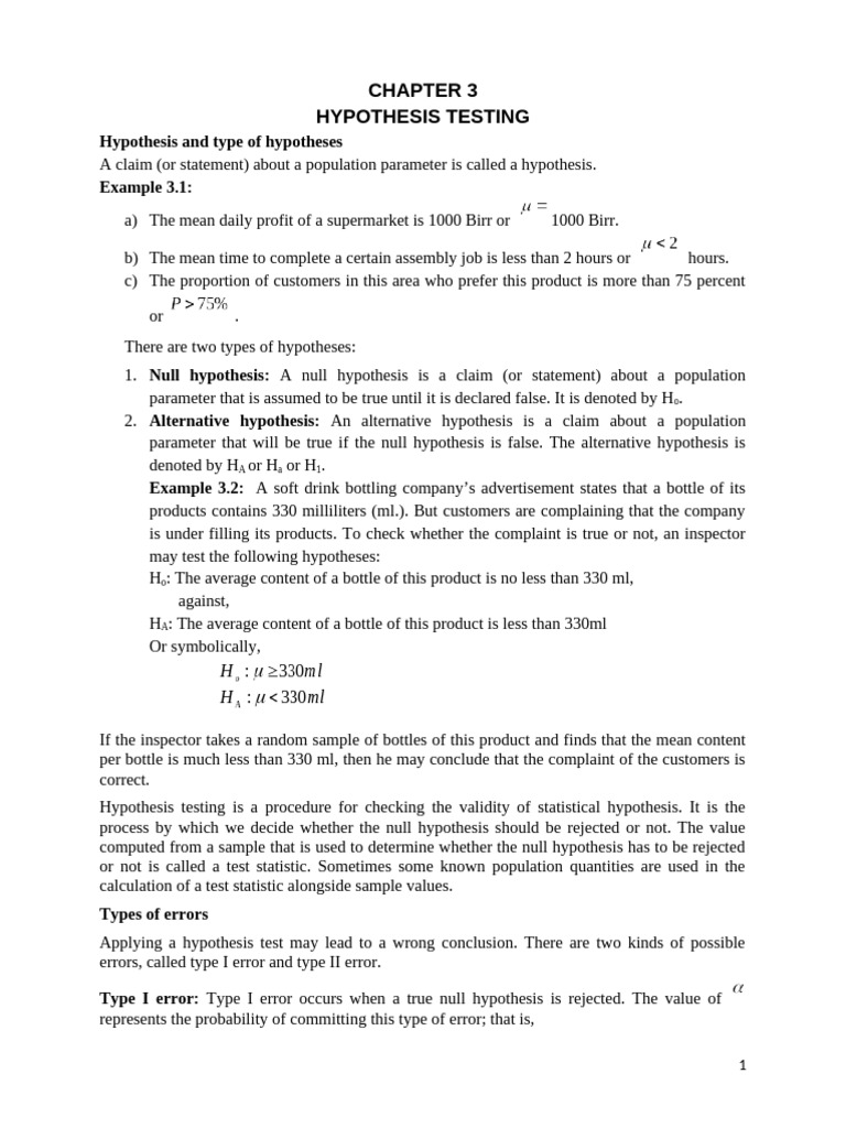 Hypothesis Testing Explained: Types & Errors | PDF | Type I And Type Ii ...