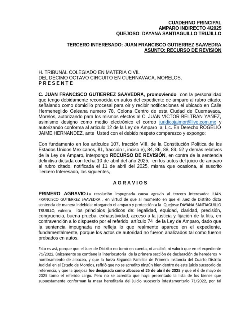 Recurso de Revisión en Amparo 4/2025 | PDF | Caso de ley | Judicaturas
