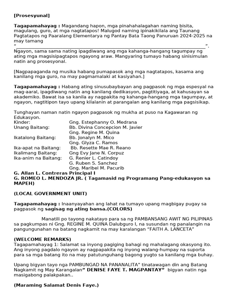 Graduation Grade 6 - TAGALOG | PDF
