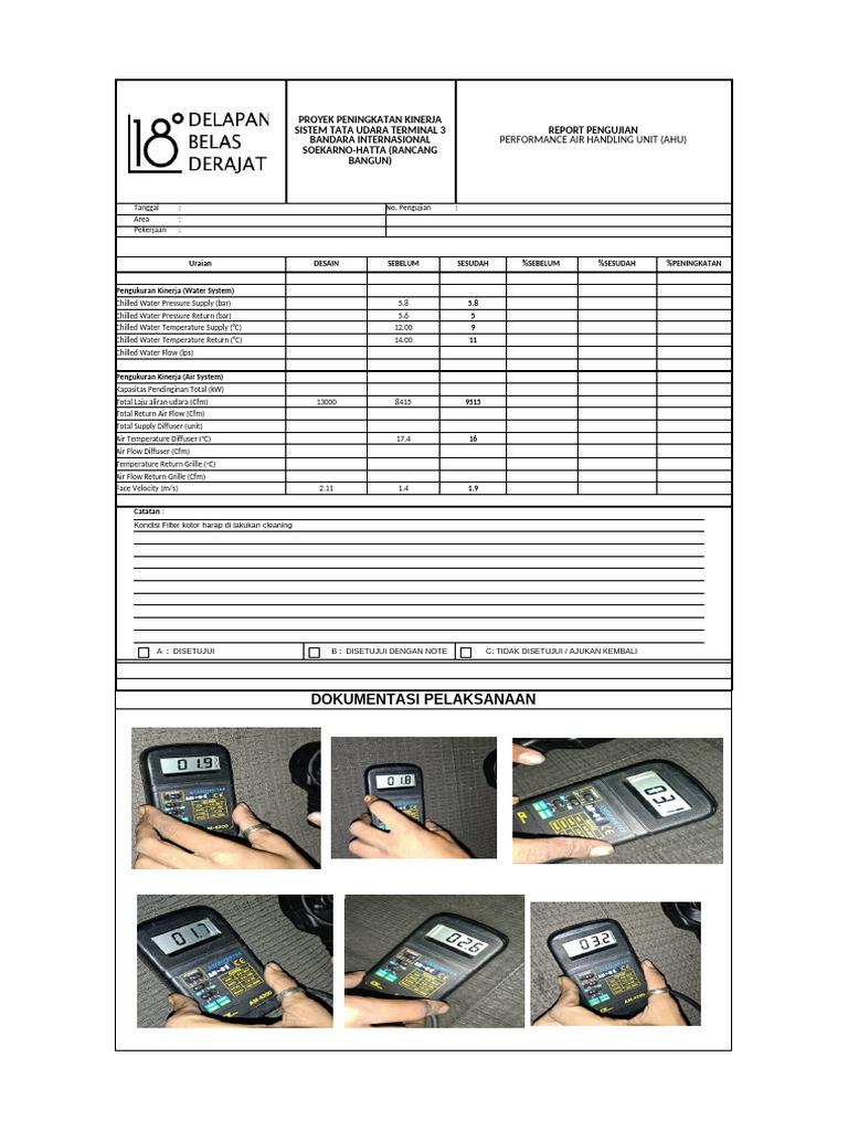 Rekap Test Performance Ahu 230525 | PDF
