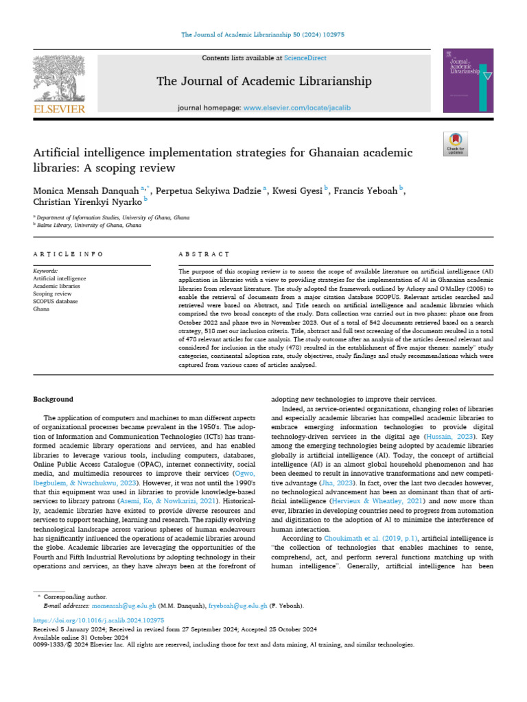 AI Strategies for Ghanaian Libraries | PDF | Artificial Intelligence ...