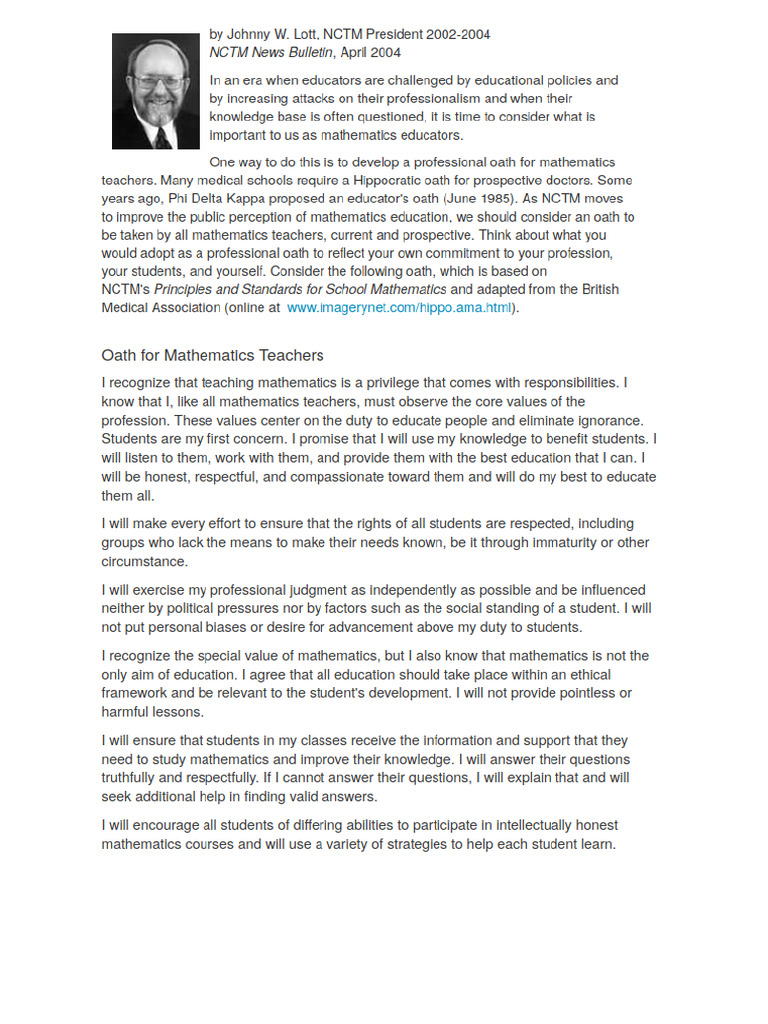 Mathematician Pledge | PDF