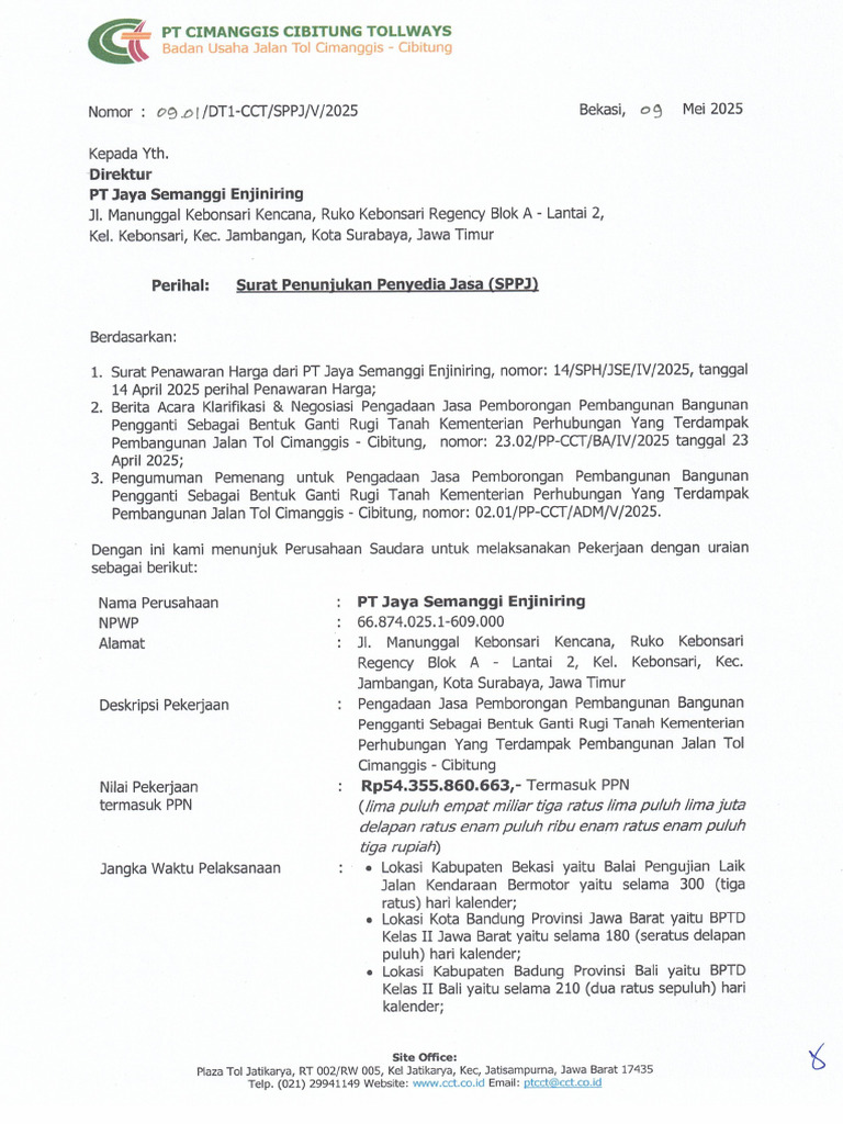 09.01 DT1 CCT SPPJ V 2025 Surat Penunjukkan Penyedia Jasa (SPPJ) | PDF