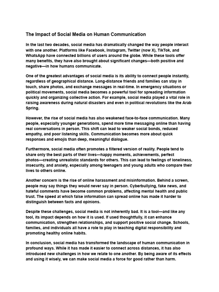 Social Media's Impact on Communication | PDF | Social Media | Popular ...