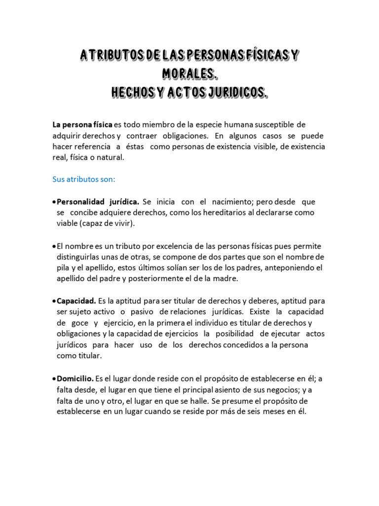 Atributos de Personas Físicas y Morales | PDF | Derechos | Justicia