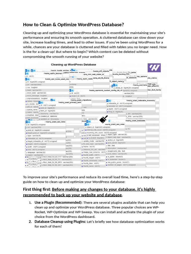 Optimize Your WordPress Database Guide | PDF | Word Press | Databases