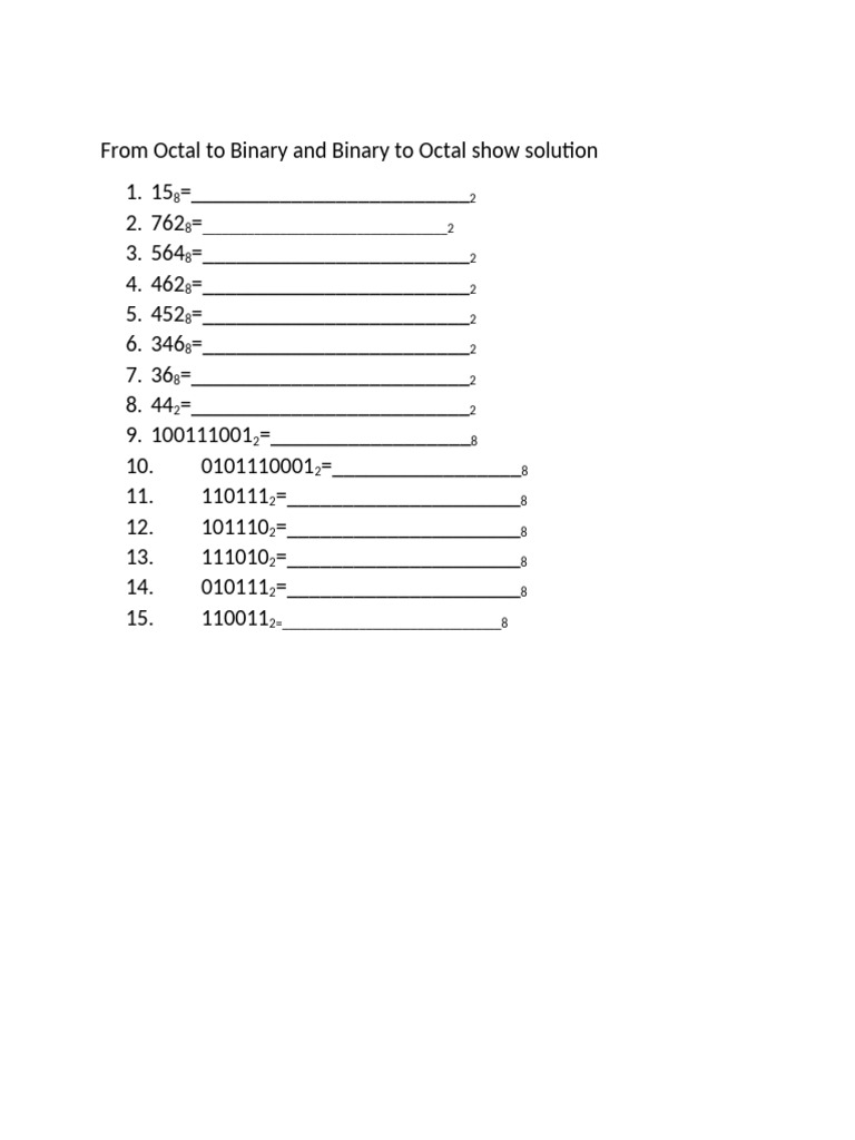 Quiz Octal To Binary | PDF
