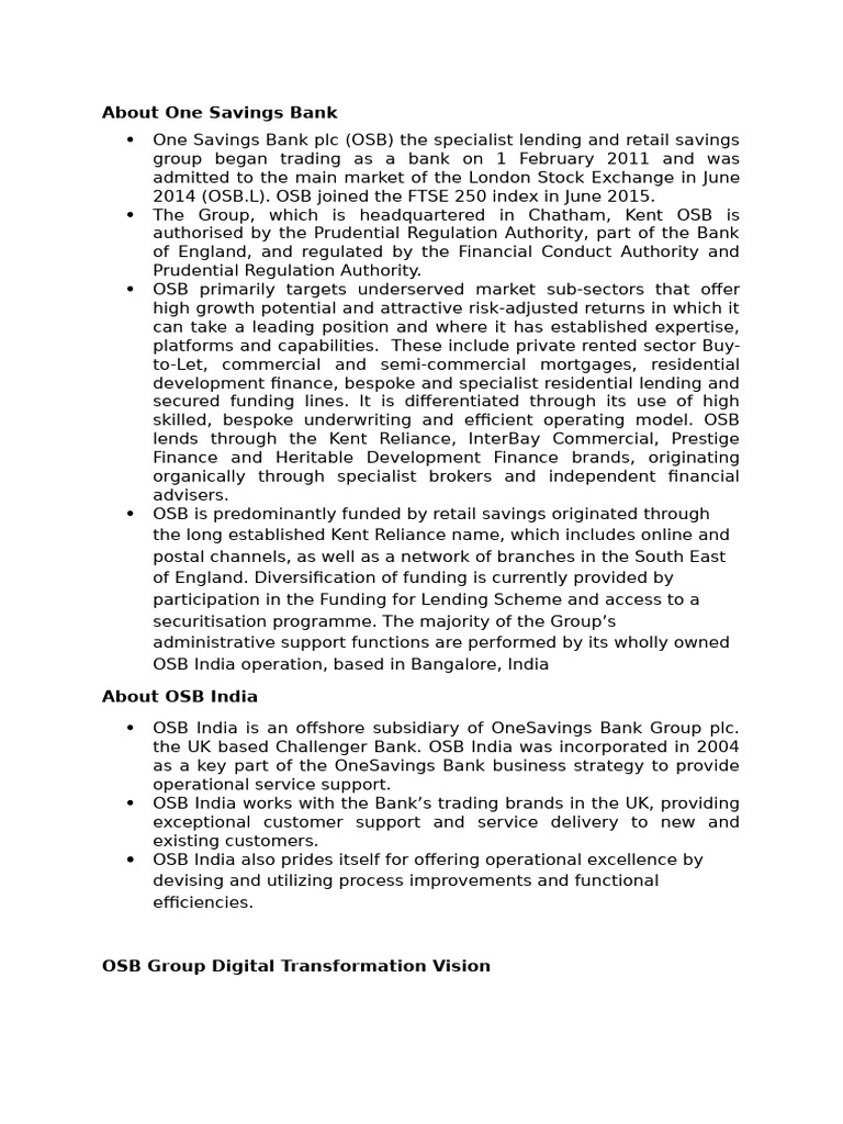 About OSBI & OSBI Transformation Team | PDF | Business | Economies