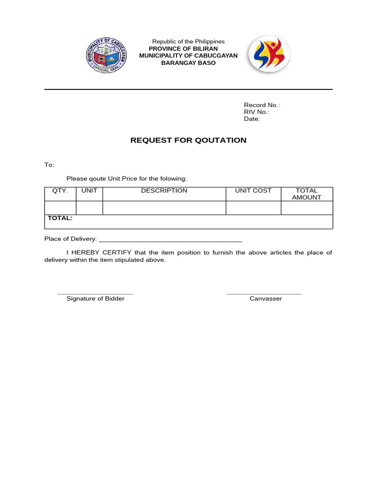 Request for Quotation Template | PDF