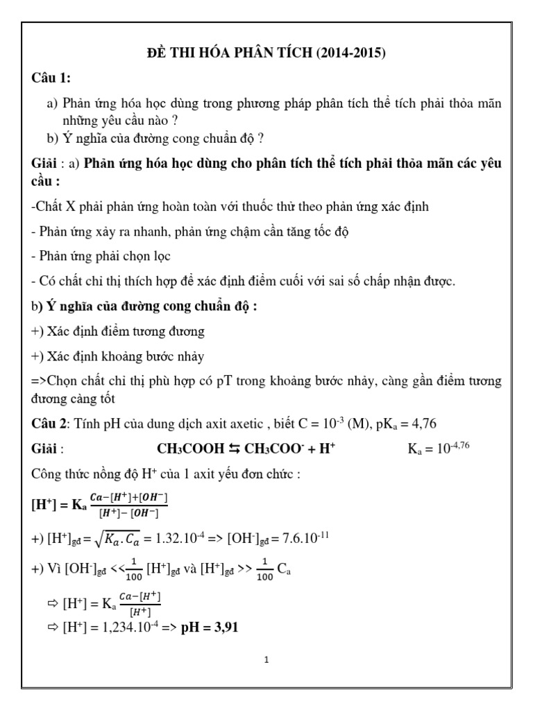 De Thi Hoa Phan Tich Tham Khao | PDF