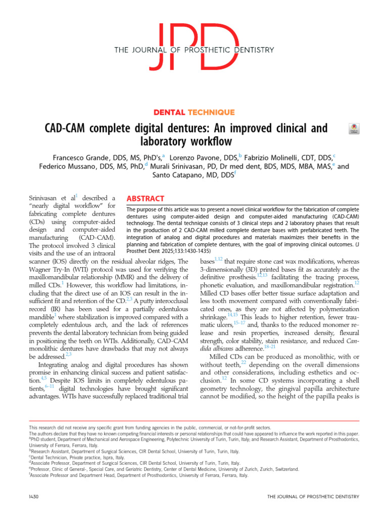 CAD-CAM Workflow for Pediatric Dentures | PDF | Dentures | Dental Implant