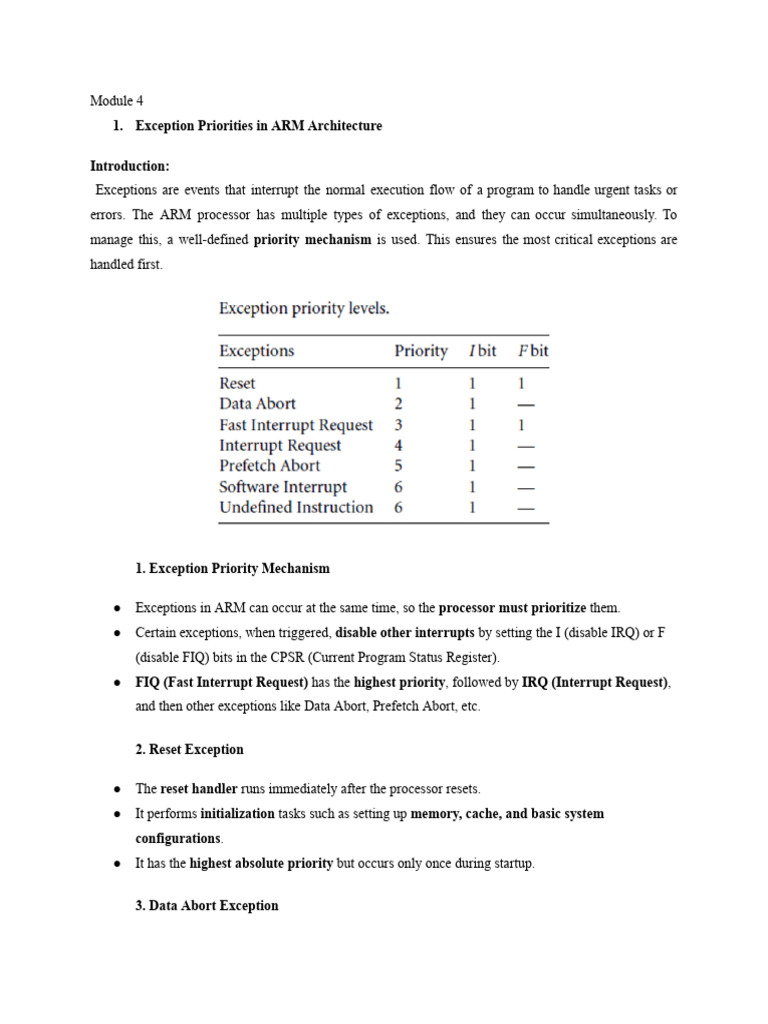 ARM Exception Handling and Priorities | PDF | Cpu Cache | Computer Data ...