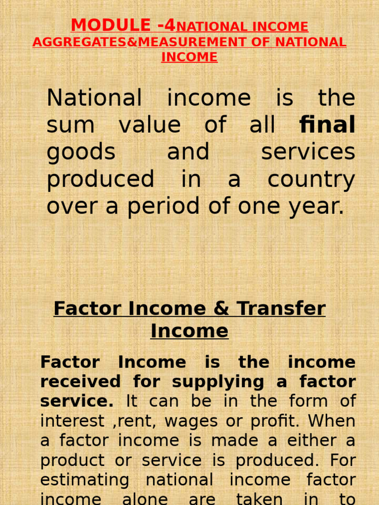 Factor vs. Transfer Income Explained | PDF | Measures Of National ...