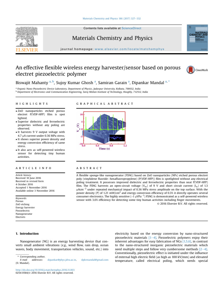 Flexible Wireless Energy Harvester Sensor | PDF | Piezoelectricity ...