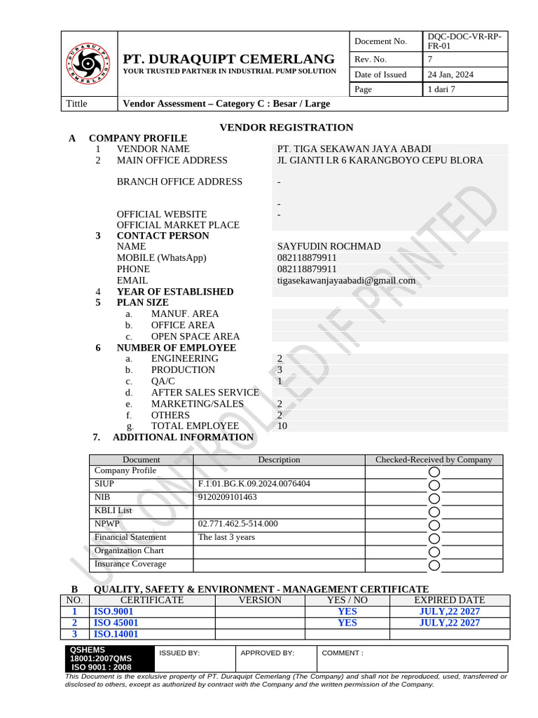 Vendor Assessment for Large Suppliers | PDF | Regulatory Compliance ...