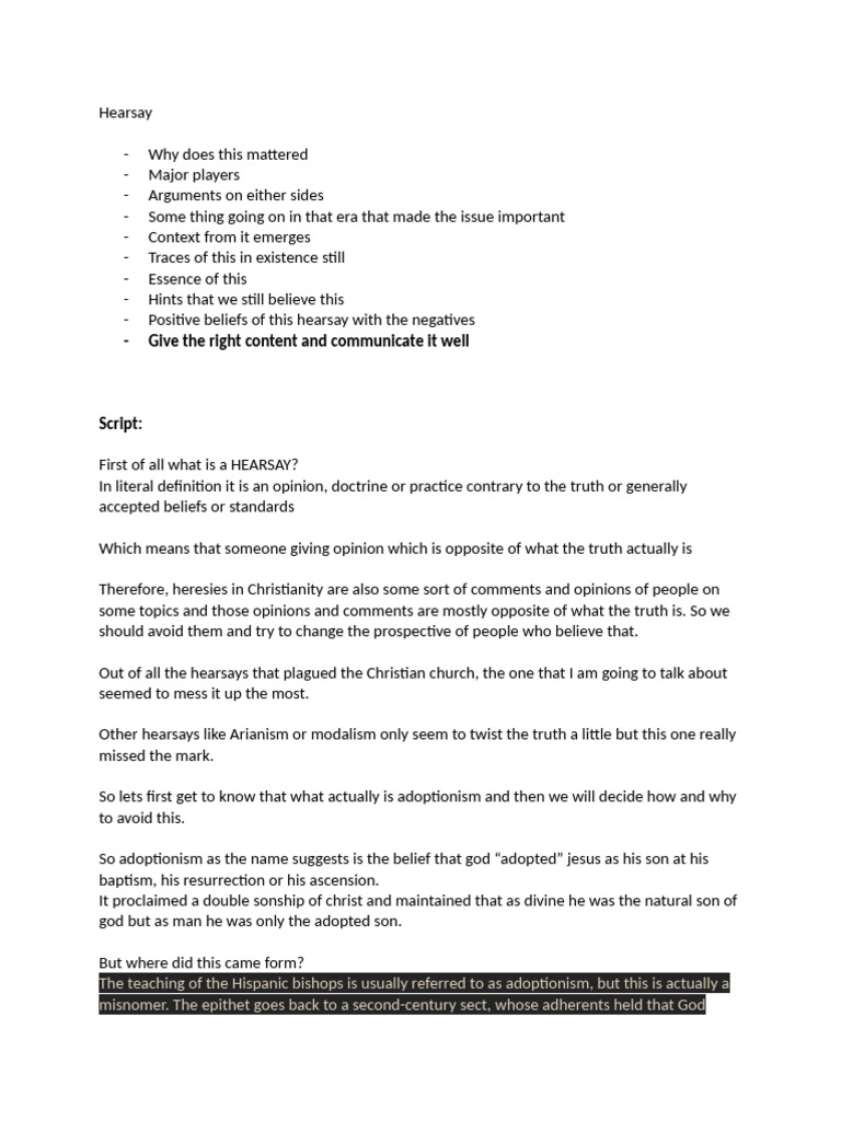 Understanding Adoptionism Heresy | PDF | Theology | Religious Belief ...